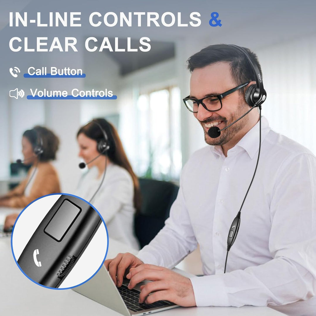Callez 3,5mm Klinke PC Headset mit Mikrofon Noise Cancelling, Type-C Headset Handy mit Kabel für Lap