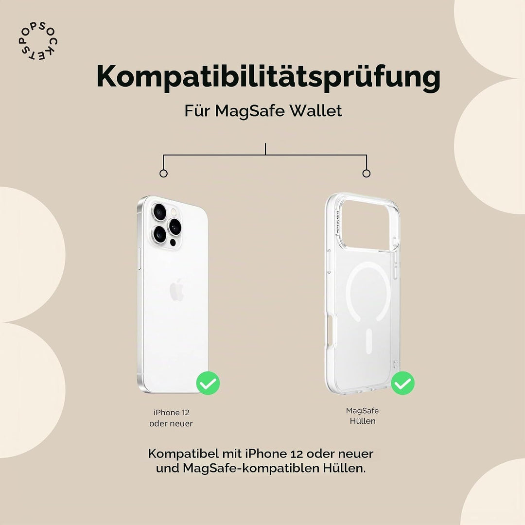 PopSockets Handy-Wallet für MagSafe, Kartenhalter ohne Grip, Black - Black Schwarz, Schwarz
