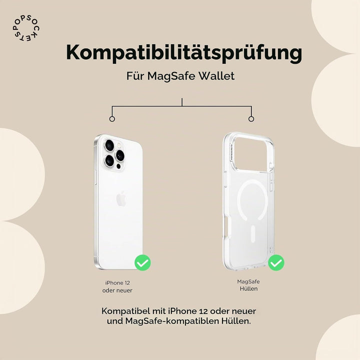 PopSockets Handy-Wallet für MagSafe, Kartenhalter ohne Grip, Black - Black Schwarz, Schwarz