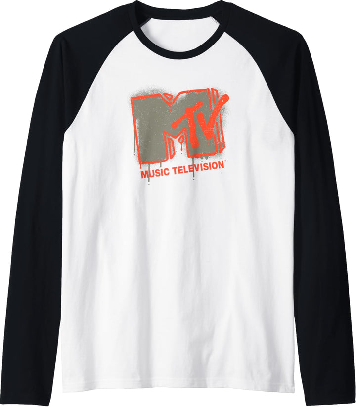 MTV Grungy Spray Paint Drip Logo Raglan