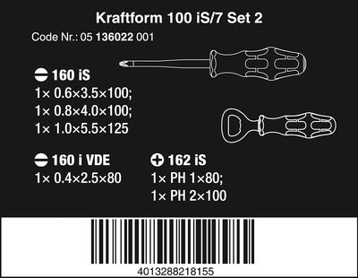 Wera '05136022001 Kraftform 100 iS/7 Set 2 VDE Schraubendreher-Satz, 7-teilig