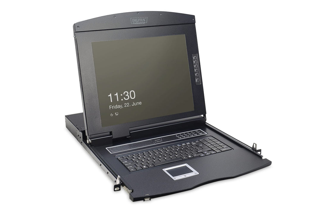 DIGITUS 19" KVM Konsole mit 17" TFT Display (4:3), DE-Tastatur-Layout, KVM Switch mit 8 VGA Ports, S