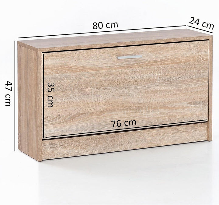 Wohnling Schuhkipper Split Modern 80 x 47 x 24 cm Holz Schuhregal Sonoma 1 Fach, Schuhkommode Flursc