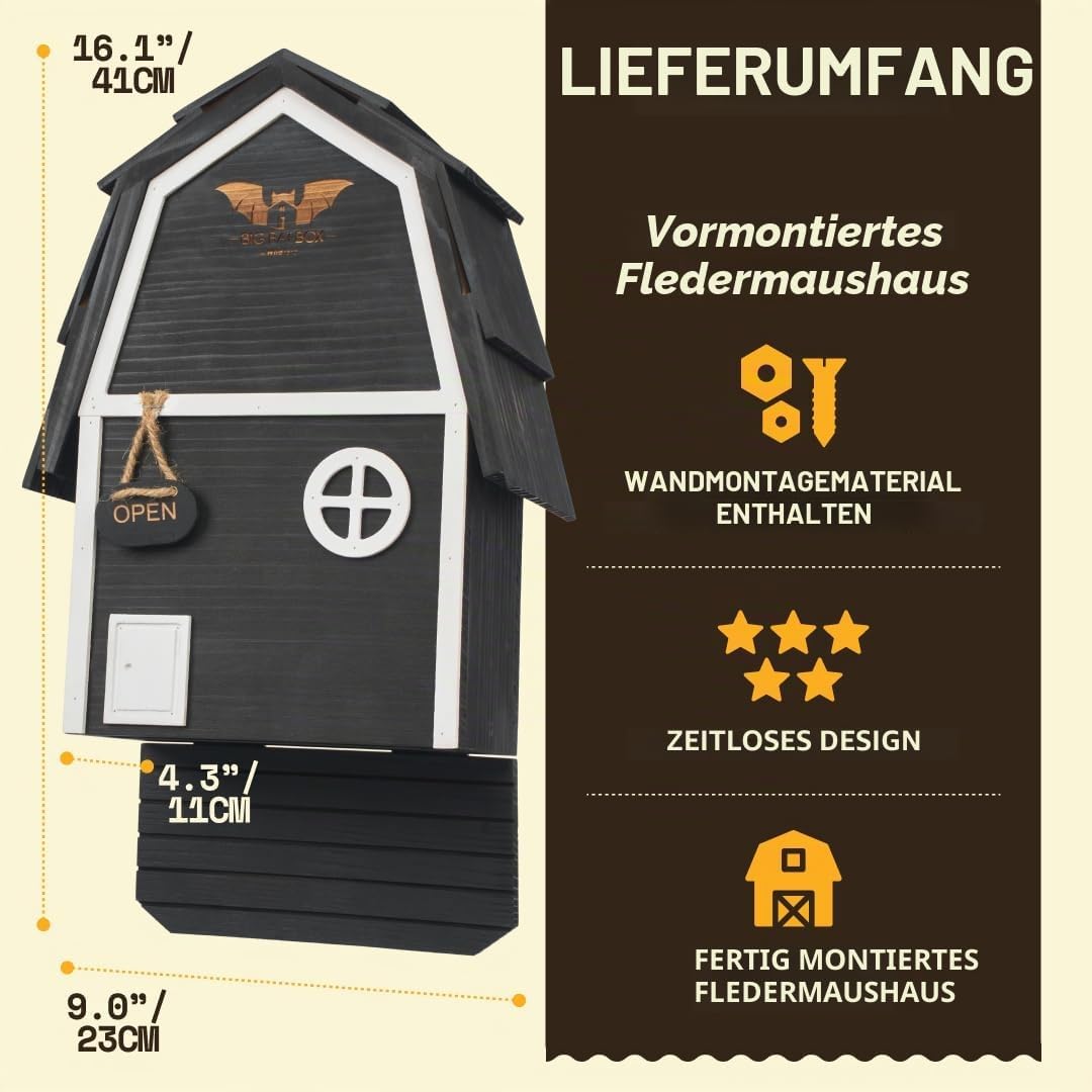WildYard Bat Barn Junior Fledermauskasten 2 Kammern, Kompaktes Fledermaushaus für Draussen - Flederm