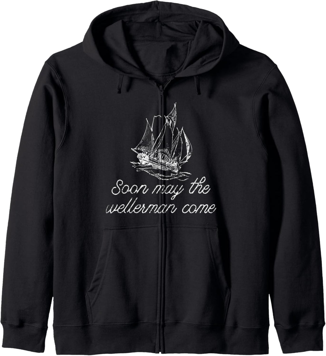 Bald Mai kommt der Wellerman Schiff auf Ozean Retro Sea Shanties Kapuzenjacke
