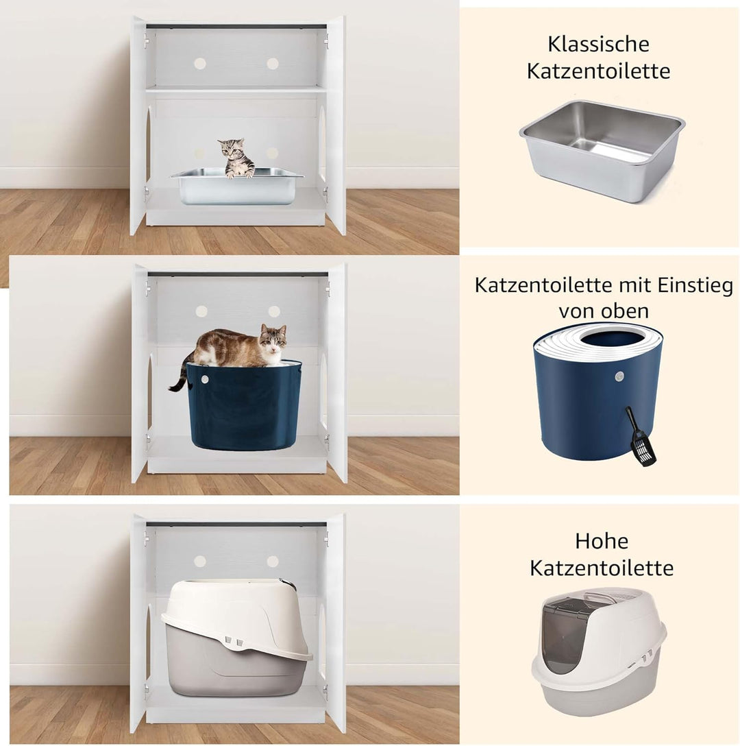 unipaws Hohes Katzenklo Möbel mit Regalen, Verstecktes Katzenklo Gehäuse für hohe oder Top Entry Kat