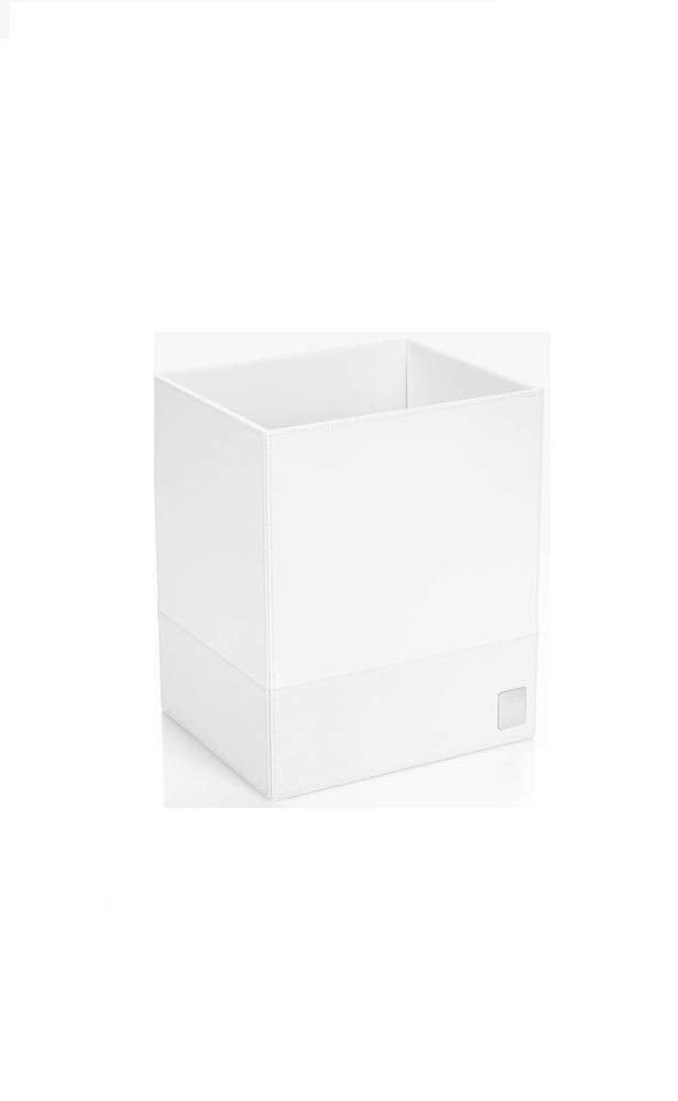JOOP! Papierkorb bathline Weiss, 25x30x21 cm, Leder Optik mit silberner JOOP! Logo Plakette vorne