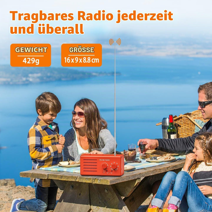 Transistorradio – AM FM Tragbares Radio mit Bestem Empfang, Eingebautem Lautsprecher, Kopfhöreransch