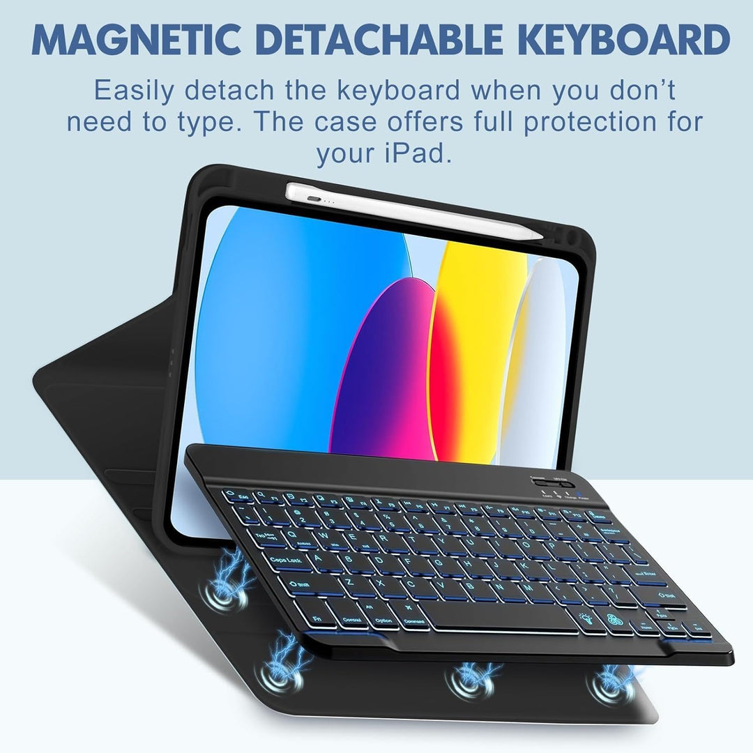 Hülle mit Tastatur für iPad A16 11. Generation 2025 / iPad 10. Generation 2022 (11/10.9 Zoll), Abneh