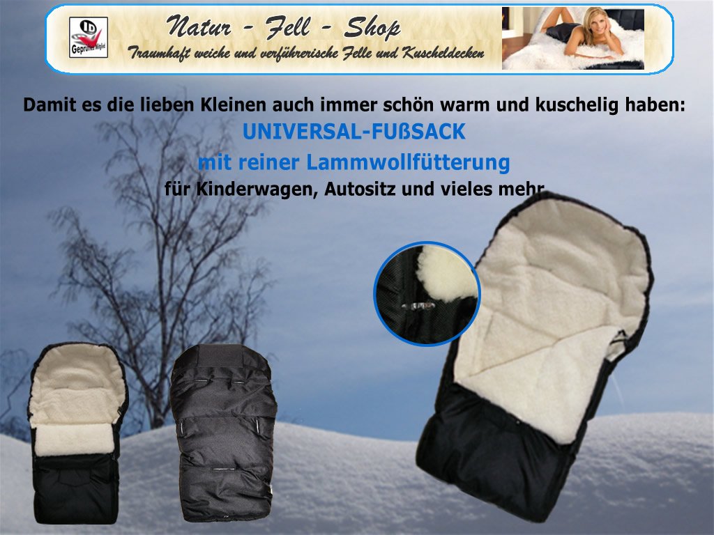 Baby Universal Fusssack, 100% Lammwolle, schwarz