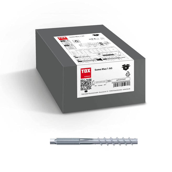 TOX Schraubanker Sumo Max 1 AG A4 8x105 mm, mit Anschlussgewinde M8, nichtrostender Stahl A4 für ver