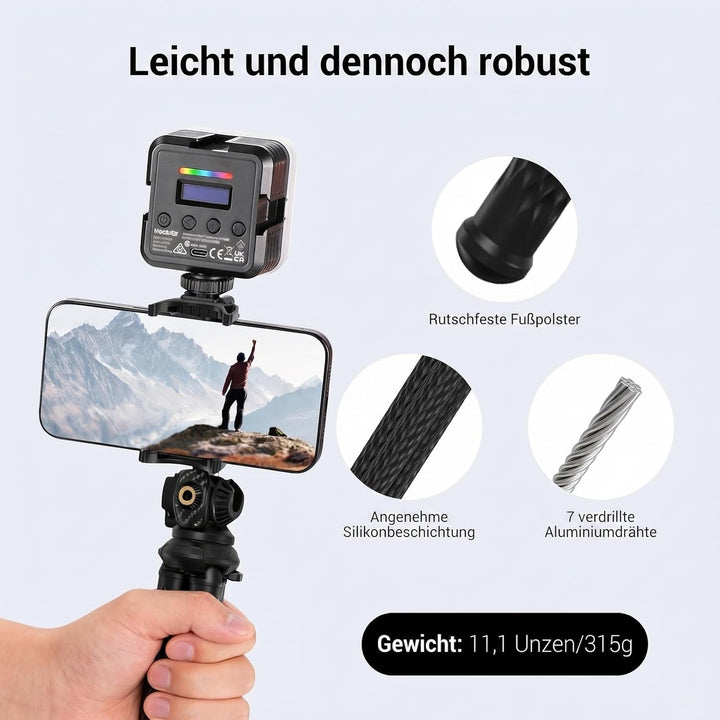 NEEWER Flexibles Handy Stativ, Kleiner Mini Kamera Webcam Tischständer, versteckter Handyhalter und