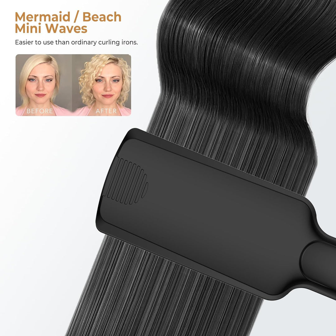 UKLISS Welleneisen für Haare - Pro Mini Welleneisen, 3 Fässer Beach Waves Lockenstab, Mermaid Hair W