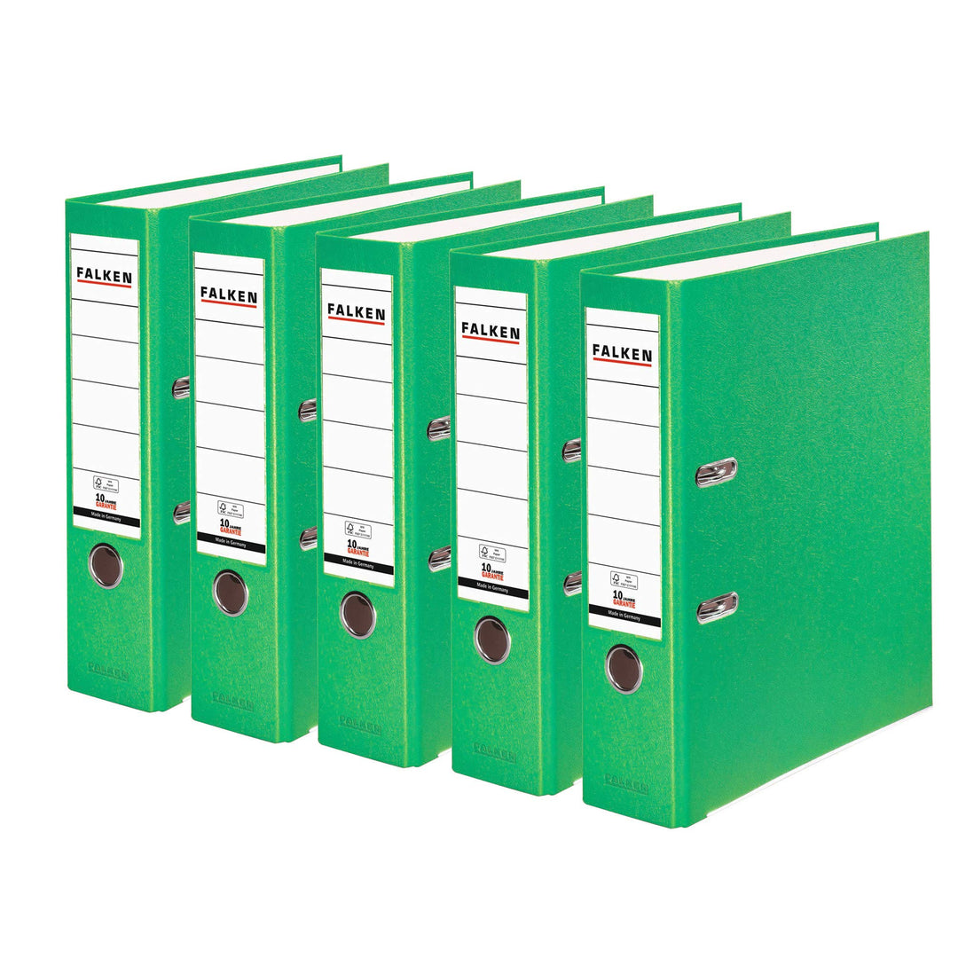 Original Falken 5er Pack PP-Color Kunststoff-Ordner. Made in Germany. 8 cm breit DIN A4 Pastell-Farb