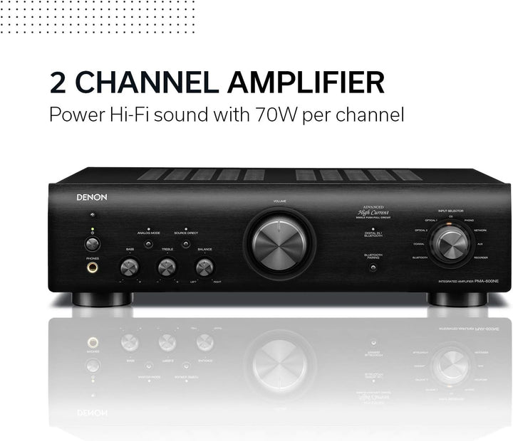 Denon PMA-600NE Vollverstärker mit 70W pro Kanal und Bluetooth, silber Silber Single, Silber Single