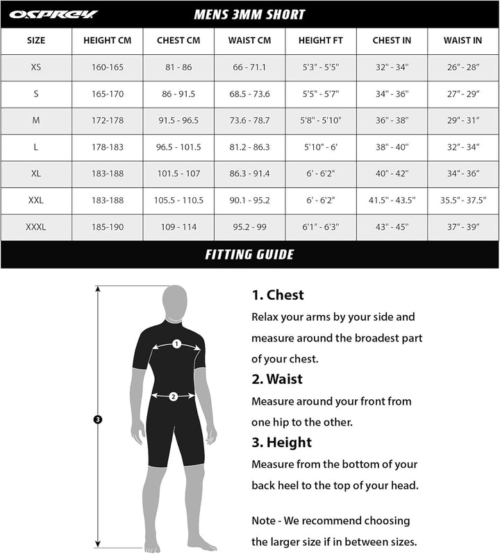Osprey Herren Origin Shorty 3/2 mm Neoprenanzug Sommer, Herren, Origin Shorty 3/2 mm XXXL blau / wei