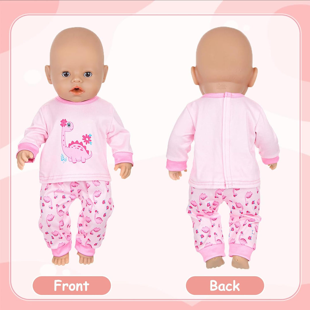 Puppenkleidung für 35-43cm Baby Puppen, 5 Stück Puppenkleidung Outfit, 1 Dinosaurier Oberteil, 1 Hos