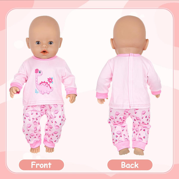 Puppenkleidung für 35-43cm Baby Puppen, 5 Stück Puppenkleidung Outfit, 1 Dinosaurier Oberteil, 1 Hos