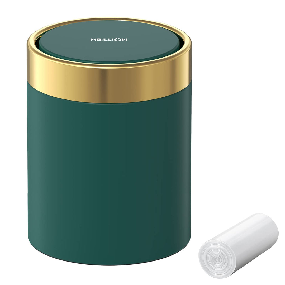 Mbillion Mini-Mülleimer mit Deckel, niedlicher Tisch-Mülleimer aus Metall, Edelstahl, 1,5 l, Abfalle