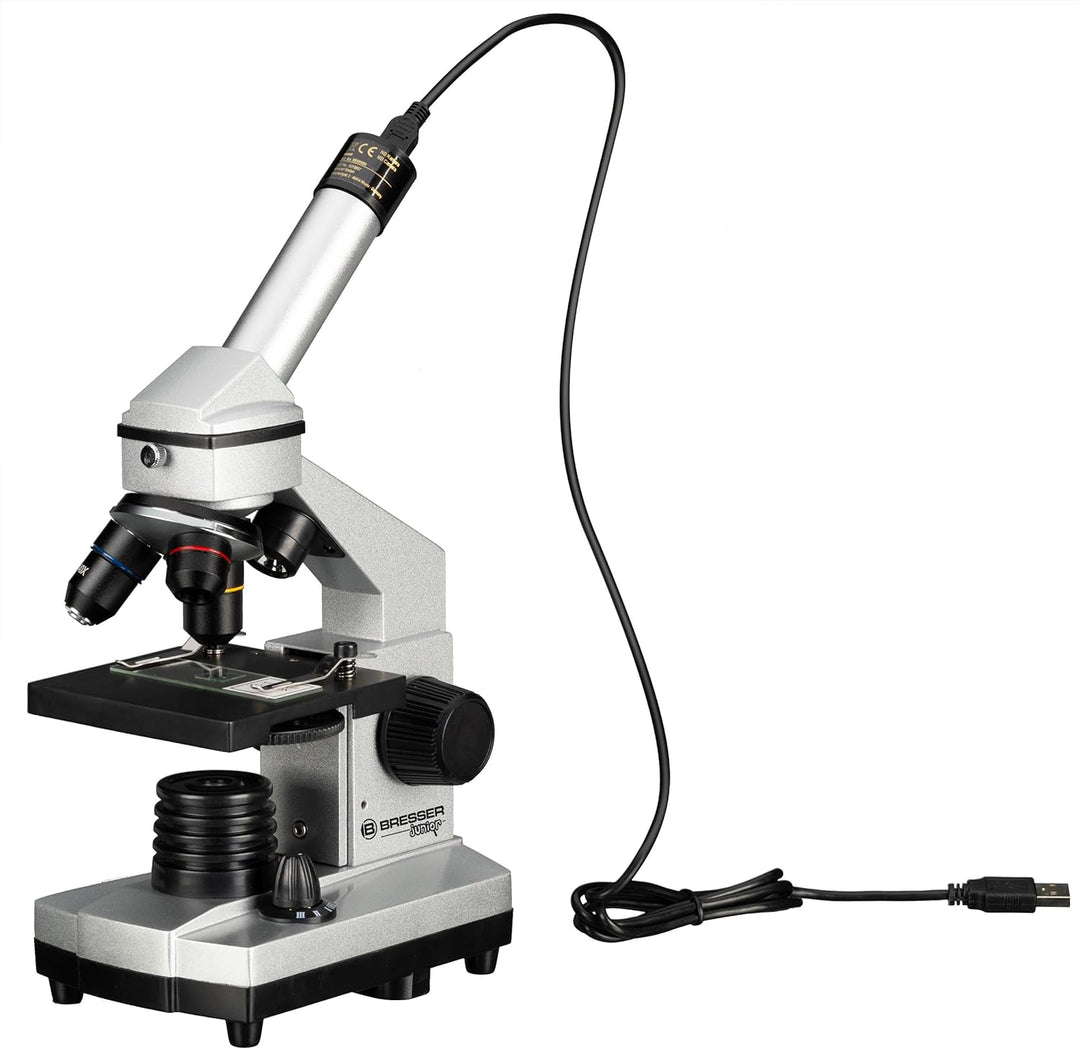 Bresser Junior Mikroskop Set 40x-1024x mit USB Kamera und heller LED-Beleuchtung für Durchlichtbeoba