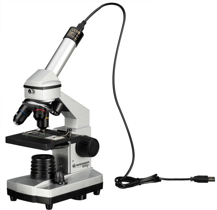 Bresser Junior Mikroskop Set 40x-1024x mit USB Kamera und heller LED-Beleuchtung für Durchlichtbeoba