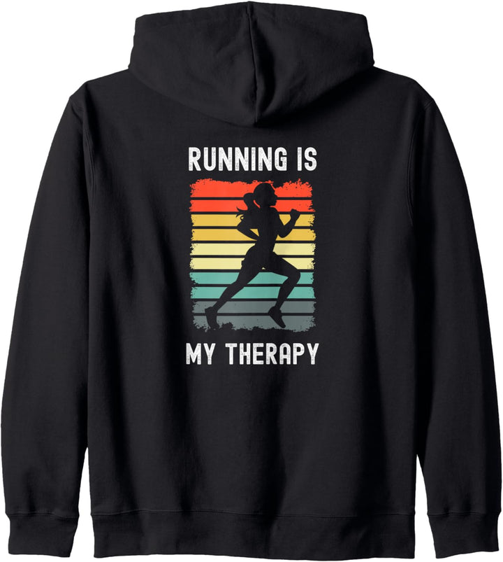 Female Runner Running Is My Therapy Motivierendes Zitat Kapuzenjacke