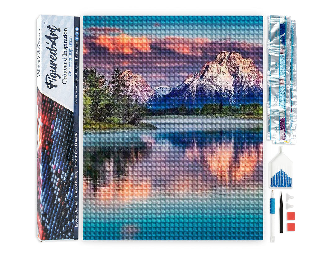 Figured'Art Diamond Painting Erwachsene 40x50cm Ganze Leinwand gerollt Berglandschaft und See 5D Bil