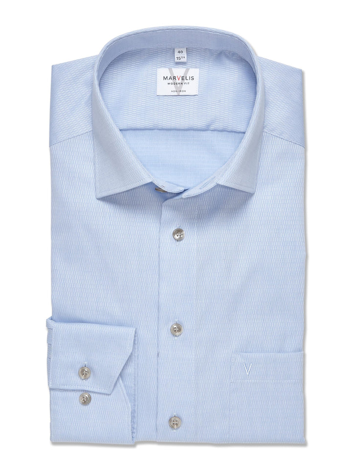 Marvelis Herren Businesshemd Langarm 720814,Einfarbig,Modern Fit,New Kent 38 Bleu 11, 38 Bleu 11