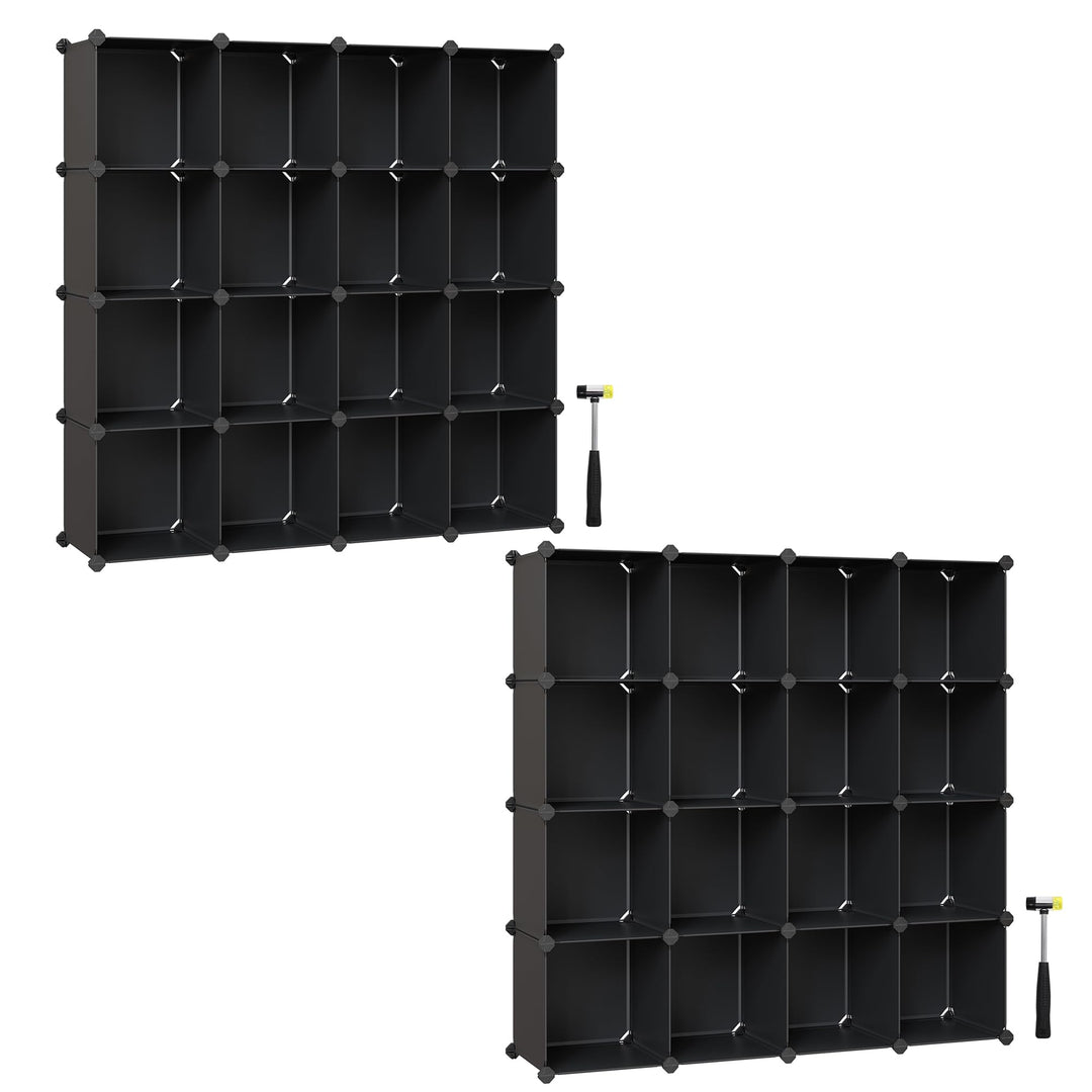 SONGMICS Schuhregal, Regalsystem, Steckregal, 16 Würfel x 2, DIY Würfelregal, stapelbar, aus PP-Kuns