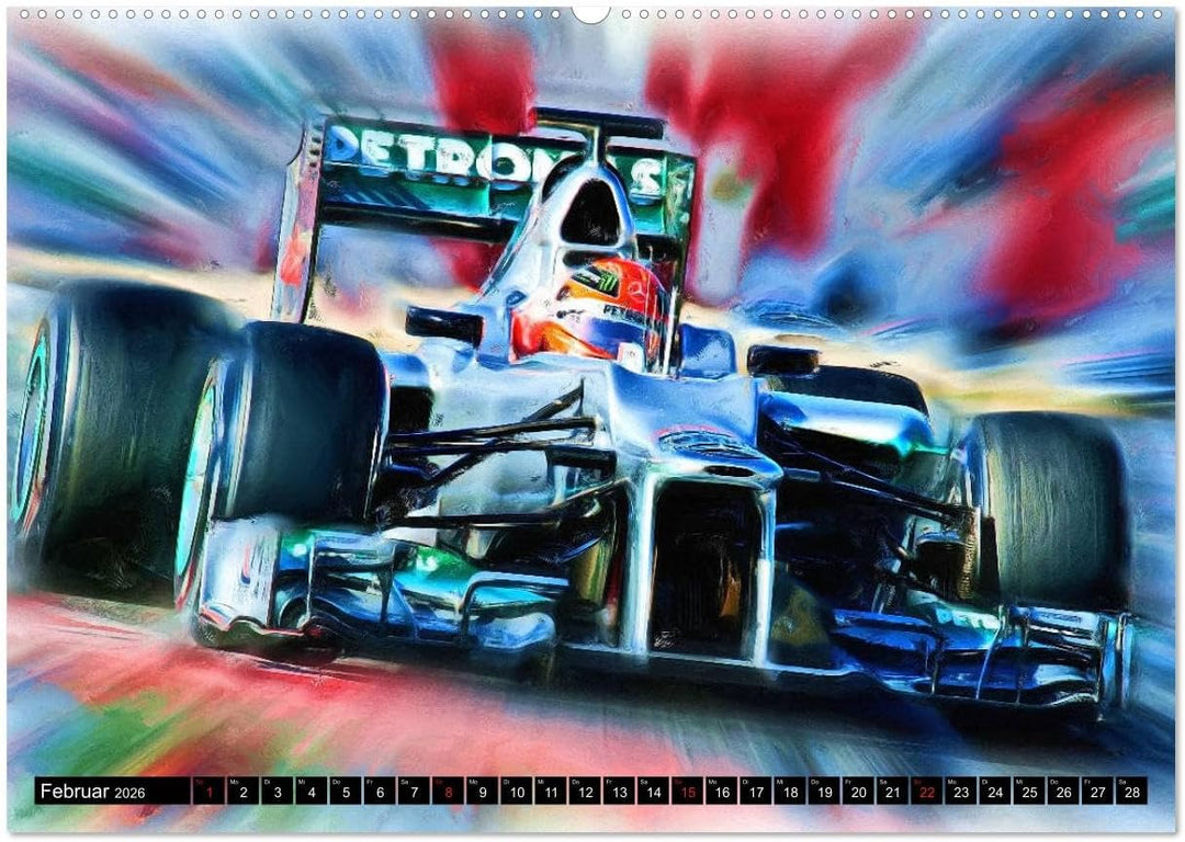 Deutsche in der Formel 1 (Wandkalender 2026 DIN A2 quer), CALVENDO Monatskalender: Vollgas in schwar