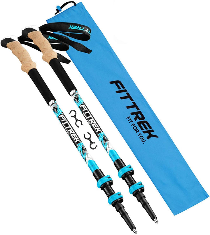 FitTrek Wanderstöcke Kork - Walking Stöcke - Trekkingstöcke Teleskop - Nordic Walking Stock Verstell