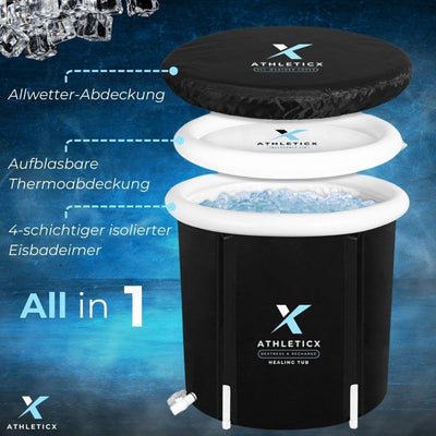 Athleticx Premium Eisbad XXL, Faltbare badewanne Erwachsene, Faltbare Aufblasbare Eistonne für Sport