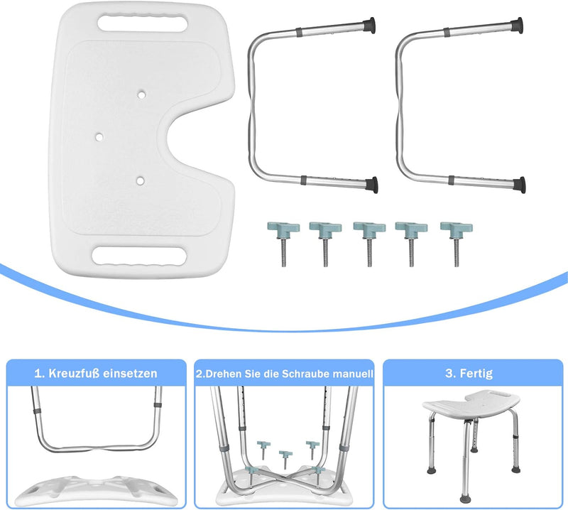 UISEBRT Duschhocker Badhocker Höhenverstellbar 35-51cm 136kg - Duschstuhl Duschsitz für Senioren, Ki