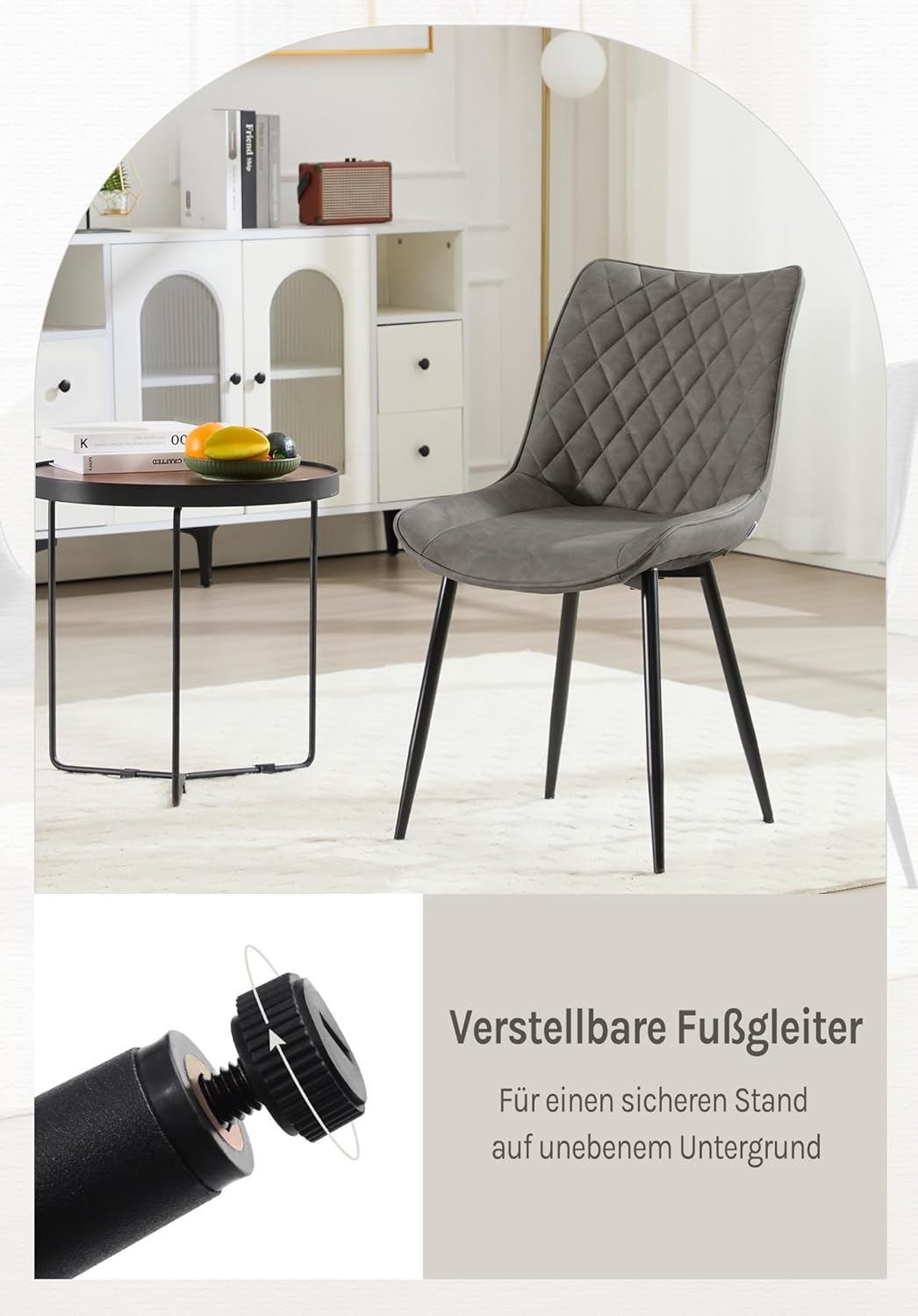 WOLTU Esszimmerstühle 4er Set, Küchenstühle, Wohnzimmerstühle, Polsterstühle mit Rückenlehne, für Es