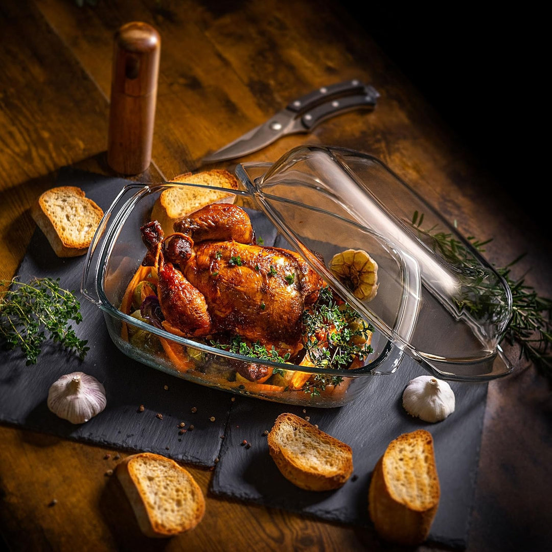 KADAX Auflaufform 7L aus hitzebeständigem Glas – rechteckige Glasform zum Braten & Backen, feuerfest