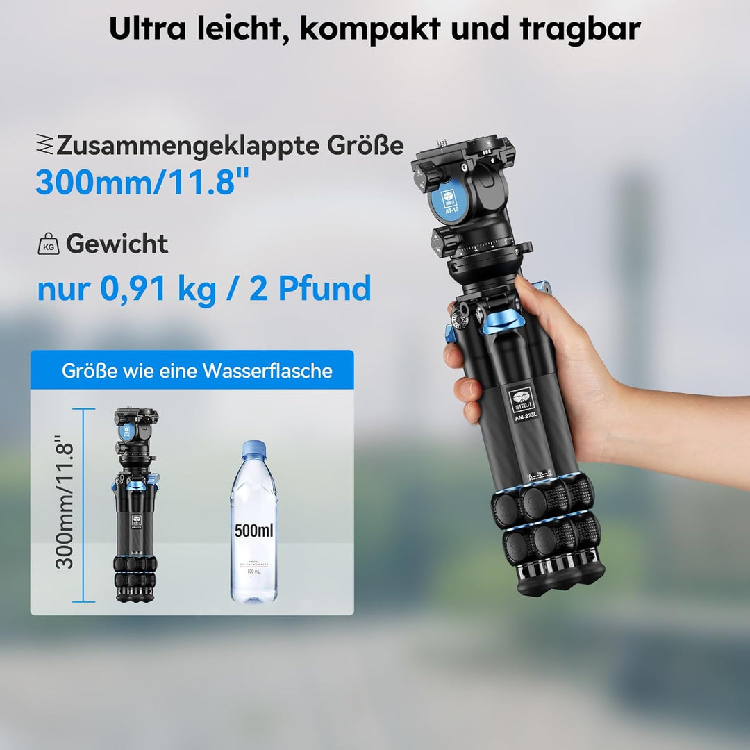 SIRUI AM-223L+AT-10 Carbon Mini Video Kamera Reise Stativ, Ministativ mit Nivellierbasis, AT10 Panor