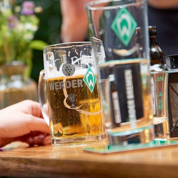 SV Werder Bremen Bierseidel - Erfolge - 0,5 l Glas Krug Bierglas - plus Lesezeichen I love Bremen