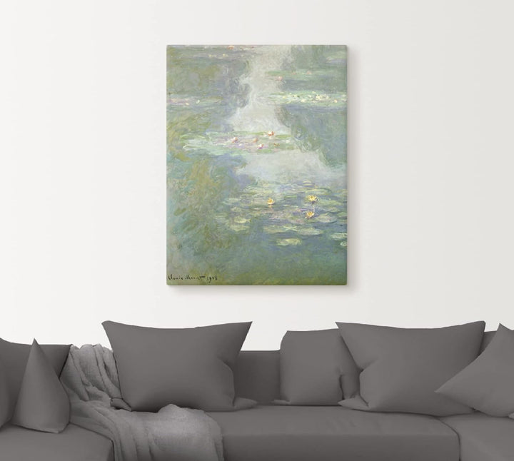 ARTland Leinwandbilder Wandbild Bild auf Leinwand 60x80 cm Wanddeko See Teich Wasser Pflanzen Blumen
