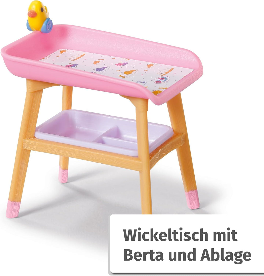 BABY born Minis Playset Möbelset mit Kleiderschrank, Kleiderstange, Stubenwagen und Wickeltisch, 906
