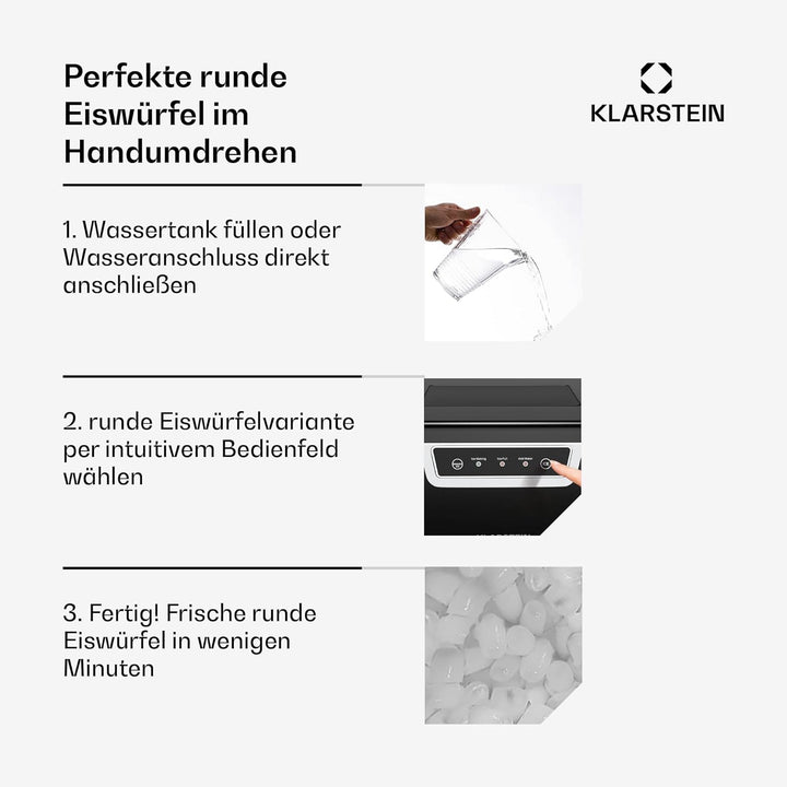 Klarstein Icefestival Bullet Eiswürfelmaschine – 20 kg/24 h, 400 W, 3-Liter-Tank, Eiswürfel & Gerieb