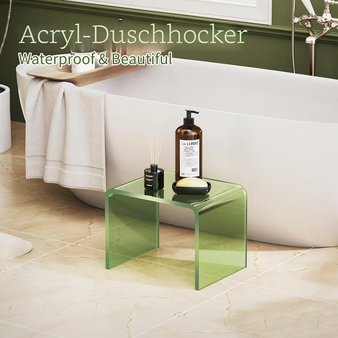 Acryl-Tritthocker, Kleiner transparenter Fusshocker für Badezimmer, Schlafzimmer, Küche, belastbar b