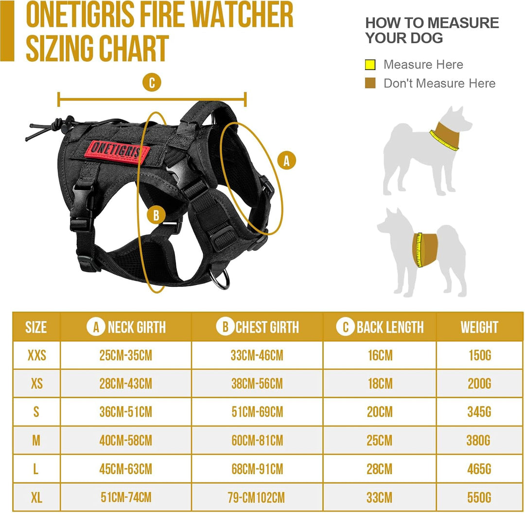 OneTigris Taktische Hundeweste Service Hundegeschirr MOLLE Hundeausbildung Geschirr 1000D Nylon (L,