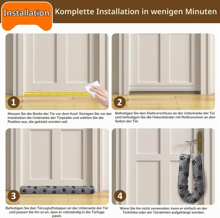Zugluftstopper, 91cm Hundetapf Gewichtet Luftzugstopper für Türen Geräusch Isolierung Kälteschutz Lu