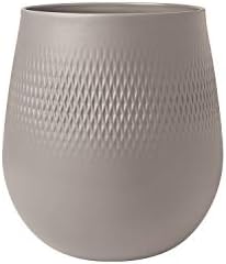 Villeroy &amp; Boch - Manufacture Collier taupe, grosse Vase Carré, 23 cm, Premium Porzellan, Taupe Carr