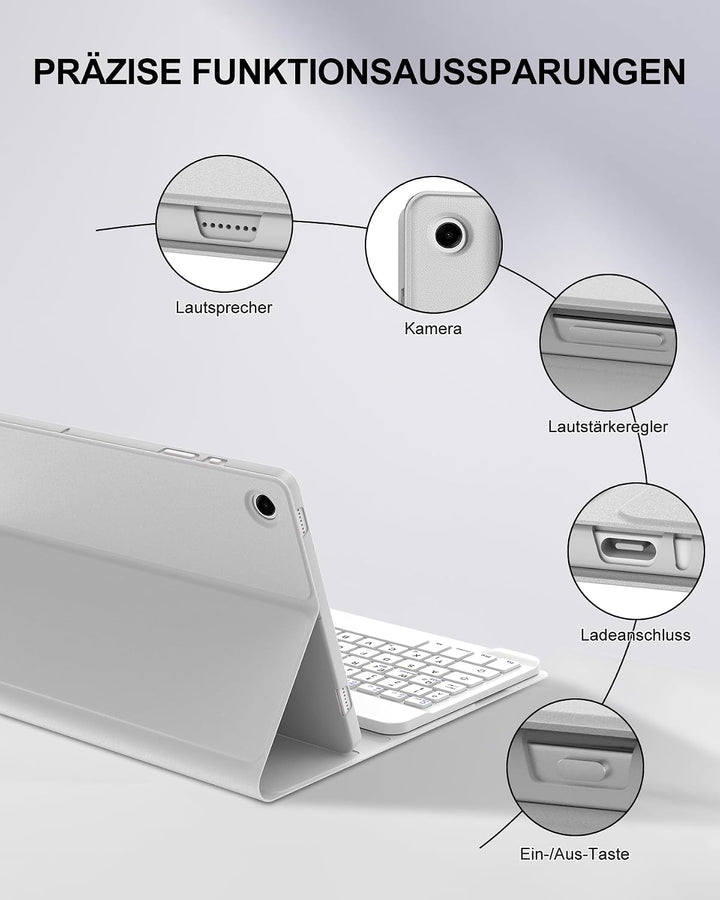 Hülle mit Tastatur für Samsung Galaxy Tab A9+ 11" (2023, SM-X210/X215/X216), Deutsch QWERTZ Keyboard