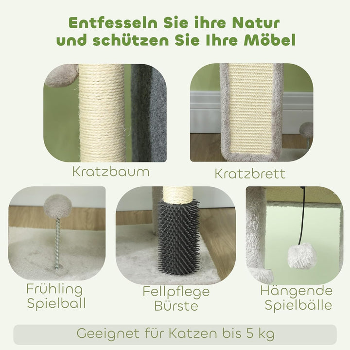 PawHut Kratzbaum 104 cm mehrstöckiger Katzenbaum mit Katzenhöhle, Bett, Katzenkratzbaum mit Sisal-Kr