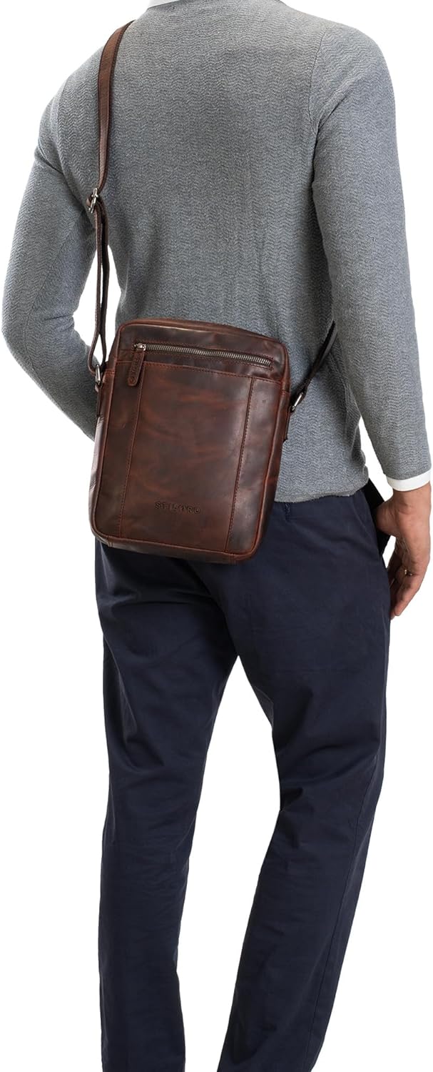 STILORD 'Fox' Herrentasche Leder Vintage Messenger Bag Männer Handtasche klein für 10,1 bis 10,5 Zol