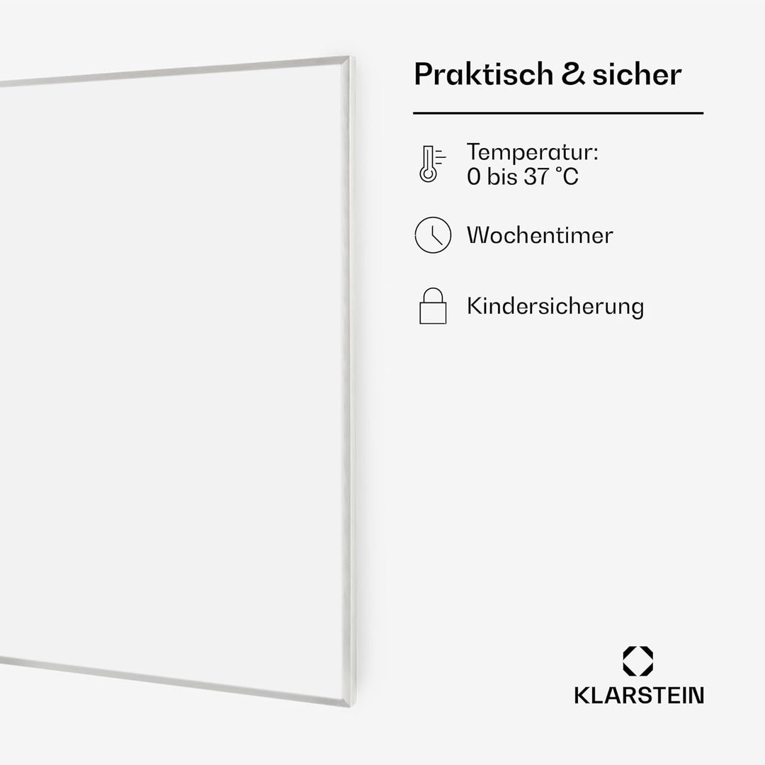 Klarstein Infrarotheizung mit Thermostat, 720W Elektroheizung, Smart Home Infrarotheizung zur Wandmo