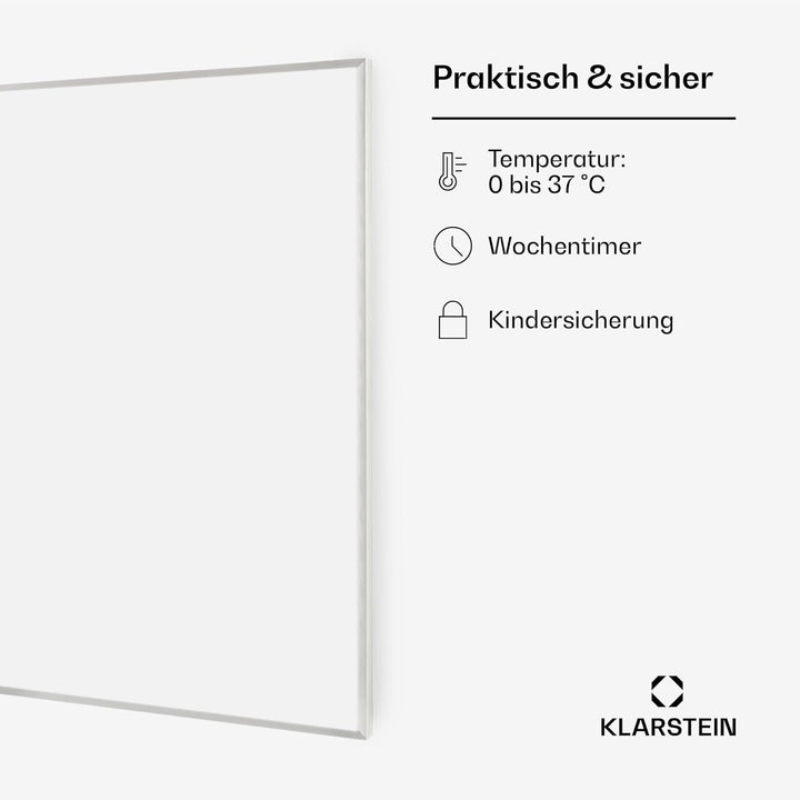 Klarstein Infrarotheizung mit Thermostat, 720W Elektroheizung, Smart Home Infrarotheizung zur Wandmo