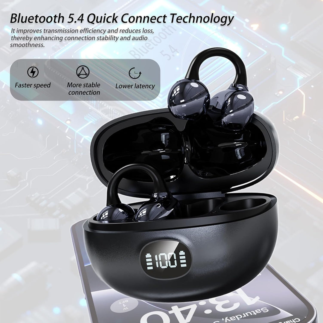 Kabellos Bluetooth Kopfhörer, Open-Ear-Kopfhörer, Ohrclip mit Beeindruckender Klang, Bluetooth 5,4,